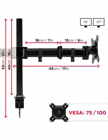 Support 2 ecrans DURONIC DM252 BK max...