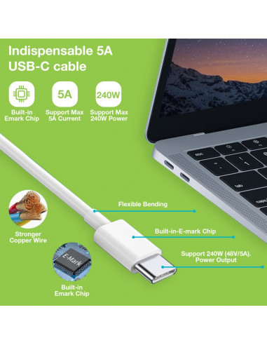 Cable USB-C vers USB-C 1m 5A 240w